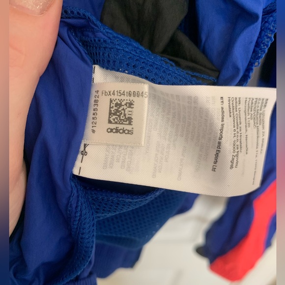 Adidas Woven Tape Jacket Water Resistant Wind Breaker - Men’s Small - Royal Blue - Picture 15 of 16